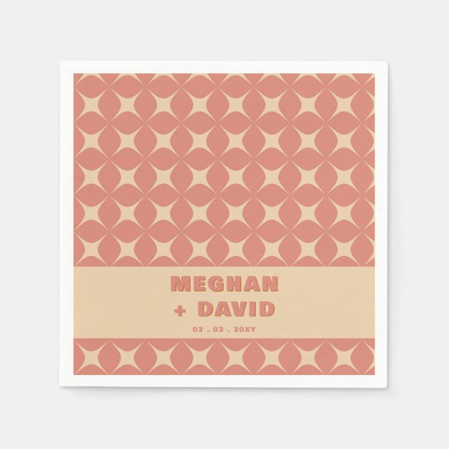 Retro Groovy 70-talet Mönster Boho Terracotta Bröl Pappersservett (Framsidan)