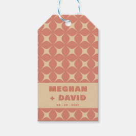 Retro Groovy 70-talet Mönster Boho Terracotta Bröl Presentetikett