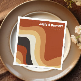 Retro Groovy 70-talet Vågigt Orange Brown Funky Br Pappersservett