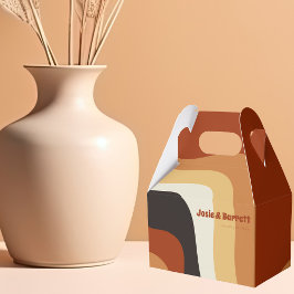 Retro Groovy 70-talet Vågigt Orange Brown Funky Br Presentaskar