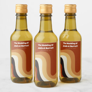 Retro Groovy 70-talet Vågigt Orange Personligt brö Vinetikett