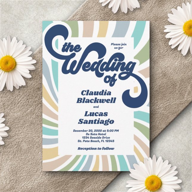 Retro Groovy 70-talets bröllopsinbjudan Inbjudningar (Skapare uppladdad)