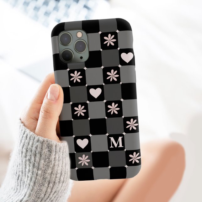 Retro Groovy 70-talets Daisy, svart och vitt (Skapare uppladdad)