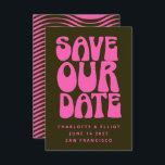 Retro Groovy 70-talets Shock rosa och Mörk grönt S Spara Datumet<br><div class="desc">Retro Groovy 70s Shock rosa och Mörk grönt Spara datum</div>