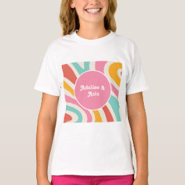 Retro Groovy 70-tals Vågor Färgrik Bröllop T Shirt