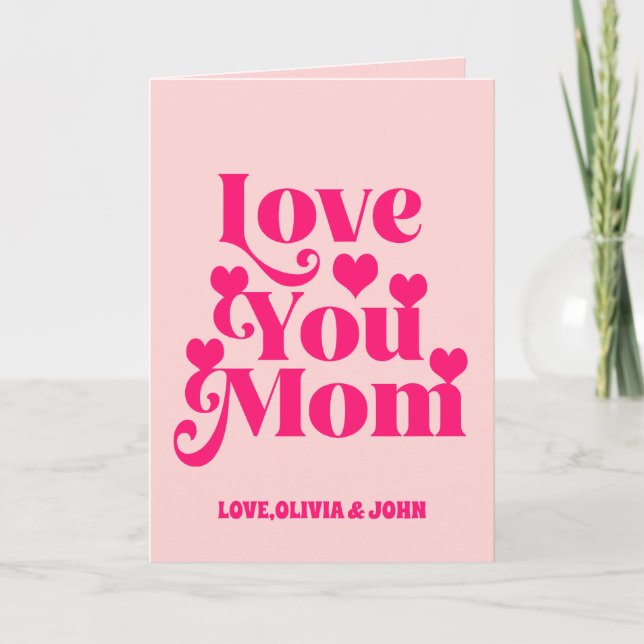 Retro Groovy 70-talsinspirerad Kärlek till dig Mam Kort (Framsida)