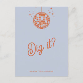 Retro Groovy 70s Cute Blue Orange Disco OSA Vykort