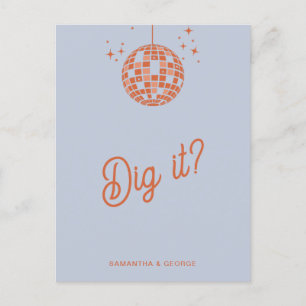 Retro Groovy 70s Cute Blue Orange Disco OSA Vykort