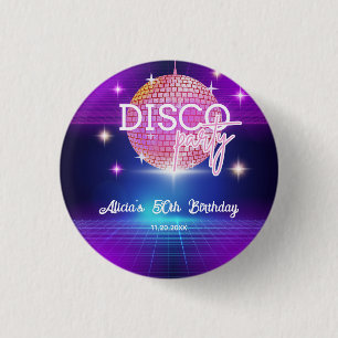 Retro Groovy 70s Disco Boll Födelsedagsfest Knapp