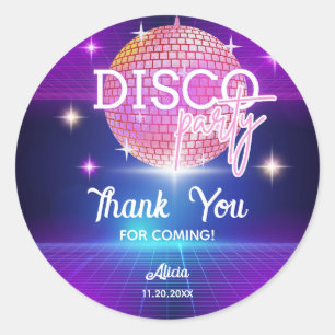 Retro Groovy 70s Disco Boll Födelsedagsfest Runt Klistermärke
