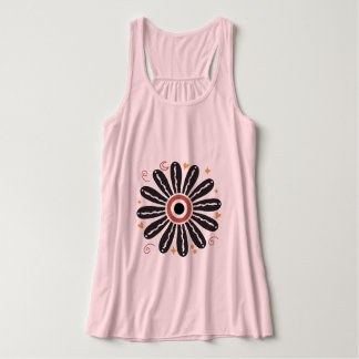 Retro Groovy 70s Flower Linne Med Racerback