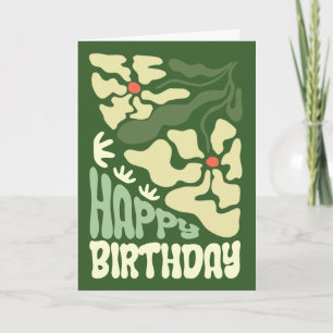 Retro Groovy 70s Psychedelic Blommigt Birthday Kort