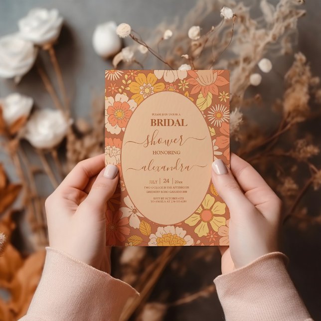 Retro Groovy 70's ThLED-Möhippa Inbjudningar (Skapare uppladdad)