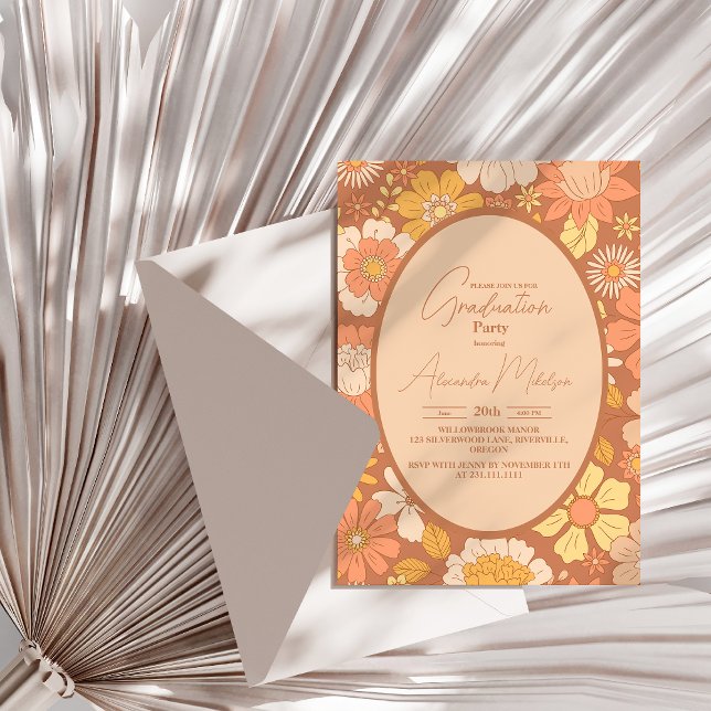 Retro Groovy 70's Thworthy Studenten Inbjudningar (Skapare uppladdad)