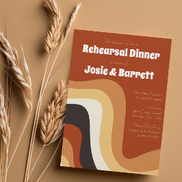 Retro Groovy 70s Vågigt Abstrakt Rehearsal Middag Inbjudningar