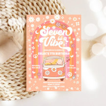 Retro Groovy 7-års inbjudan