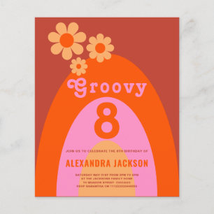 Retro Groovy 8-årsfest budget Flygblad