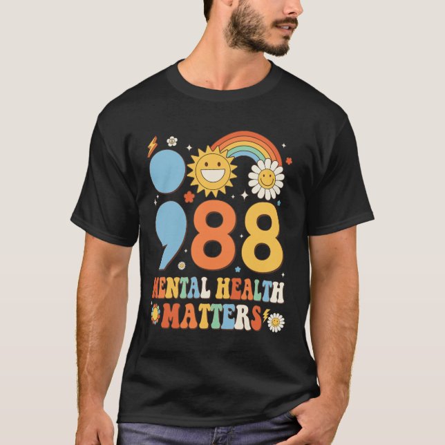Retro Groovy 988 Psykiska hälsofrågor Självmord fö T Shirt (Framsida)