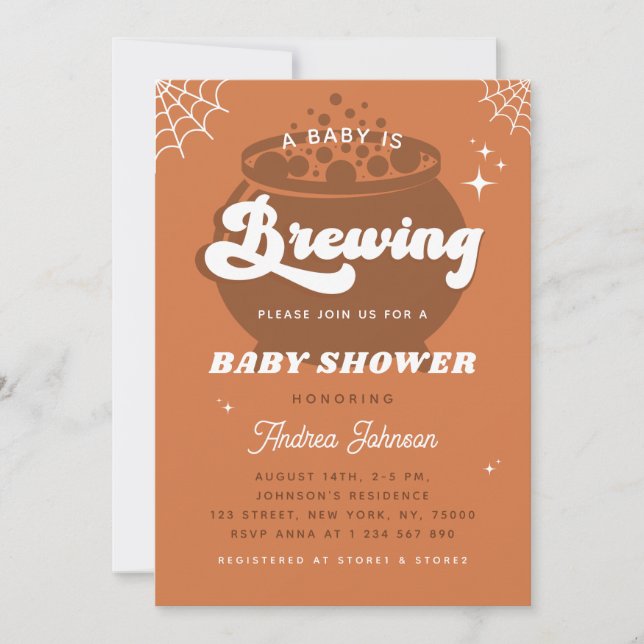 Retro Groovy A Baby brinner i barnskor Inbjudningar (Framsida)