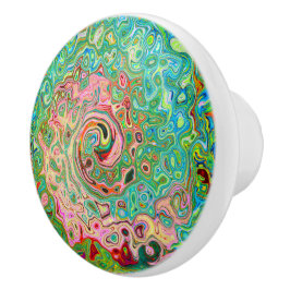 Retro Groovy Abstrakt Colorful Rainbow Swirl Knopp