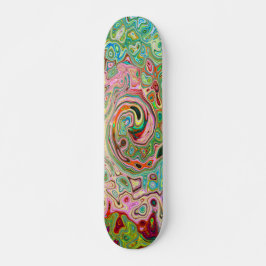 Retro Groovy Abstrakt Colorful Rainbow Swirl Mini Skateboard Bräda 18,5 Cm