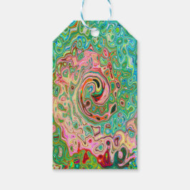 Retro Groovy Abstrakt Colorful Rainbow Swirl Presentetikett