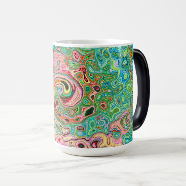 Retro Groovy Abstrakt Färgrik Regnbågsvirvel Magisk Mugg (Framsida höger)
