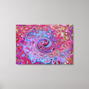Retro Groovy Abstrakt Lavendel och Magenta Virvel Canvastryck