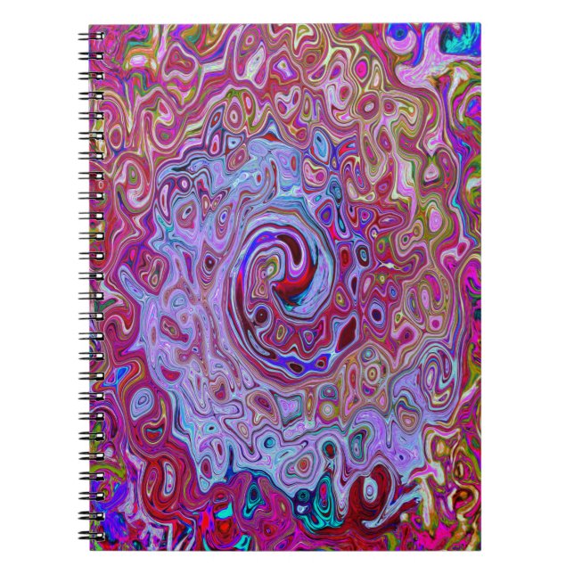 Retro Groovy Abstrakt Lavender och Magenta Swirl Anteckningsbok (Framsidan)