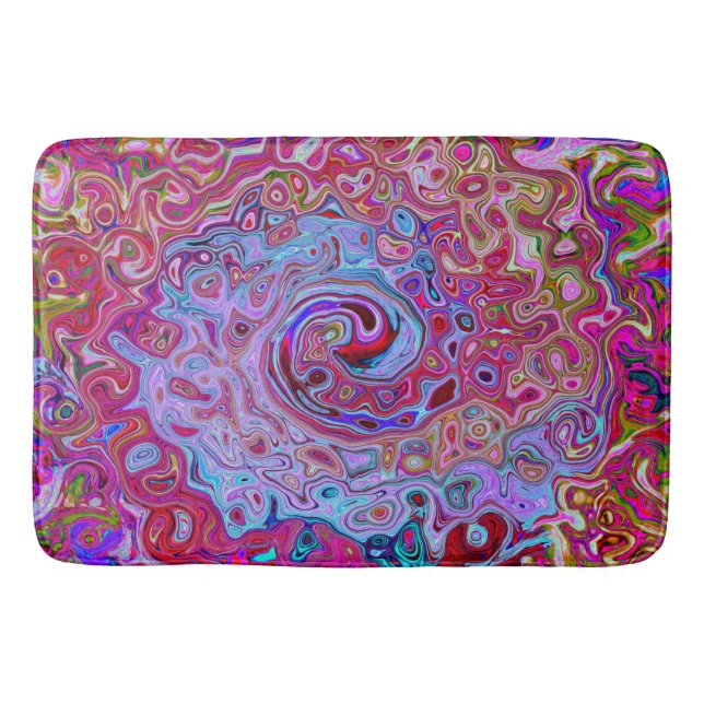 Retro Groovy Abstrakt Lavender och Magenta Swirl Badrumsmatta (Framsidan)