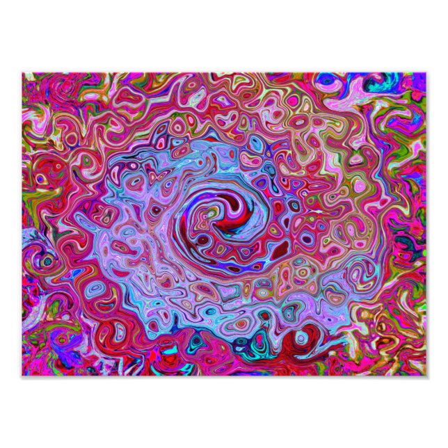 Retro Groovy Abstrakt Lavender och Magenta Swirl Fototryck (Framsidan)