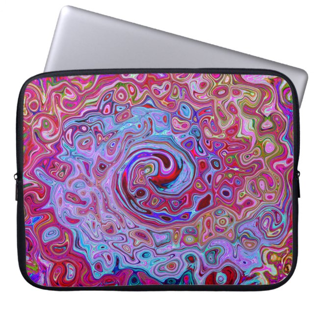 Retro Groovy Abstrakt Lavender och Magenta Swirl Laptop Fodral (Framsidan)