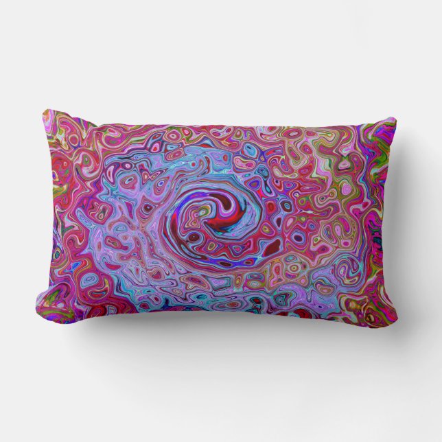 Retro Groovy Abstrakt Lavender och Magenta Swirl Lumbarkudde (Framsida)
