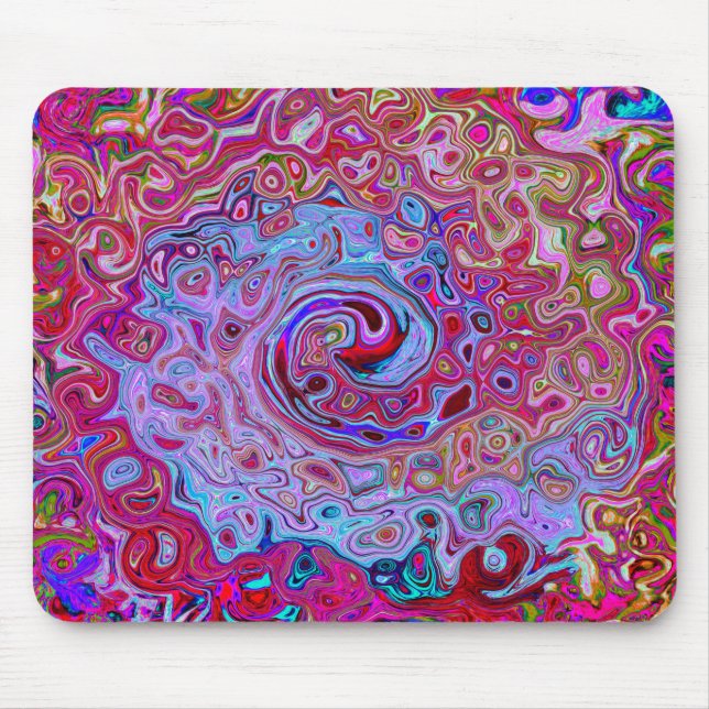 Retro Groovy Abstrakt Lavender och Magenta Swirl Musmatta (Framsidan)