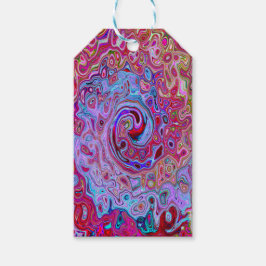 Retro Groovy Abstrakt Lavender och Magenta Swirl Presentetikett