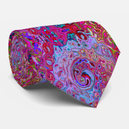 Retro Groovy Abstrakt Lavender och Magenta Swirl Slips