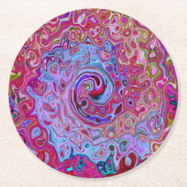 Retro Groovy Abstrakt Lavender och Magenta Swirl Underlägg Papper Rund