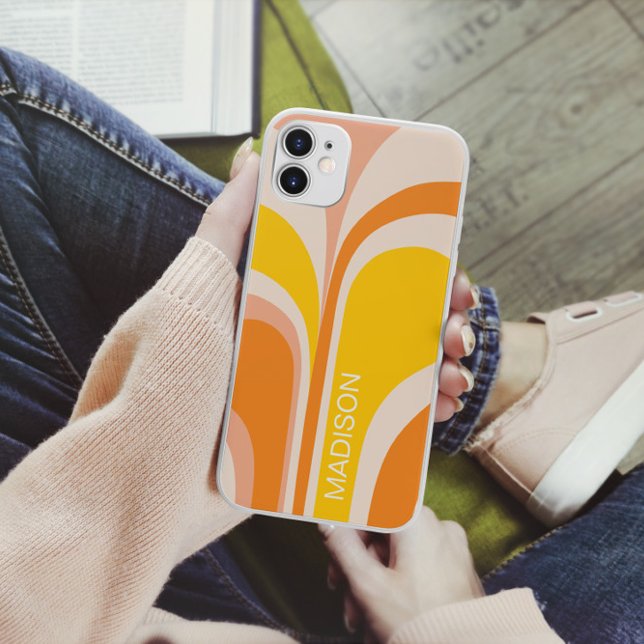 Retro Groovy Abstrakt Persika Orange Gul Namn (Skapare uppladdad)