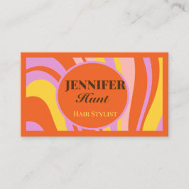 Retro Groovy Abstrakt Vågigt QR-kodmediet Social Visitkort