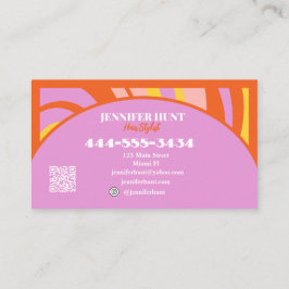 Retro Groovy Abstrakt Vågigt QR-kodmediet Social Visitkort