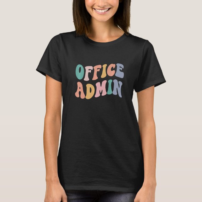 Retro Groovy Admin Squad Back to school Office Adm T Shirt (Framsida)