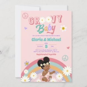Retro Groovy Afro Baby Shower-inbjudan för flickor Inbjudningar