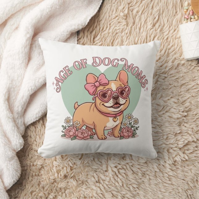  Retro Groovy Ålder för hundmammor Frenchie Kudde (Filt)