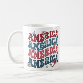 Retro Groovy America Independence day Kaffemugg