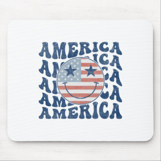 Retro Groovy America USA Smile Ansikte Patriotic 4 Musmatta