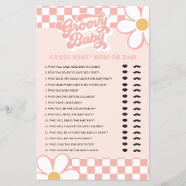 Retro Groovy Baby Gissa Vem Baby Shower-spel Flygblad