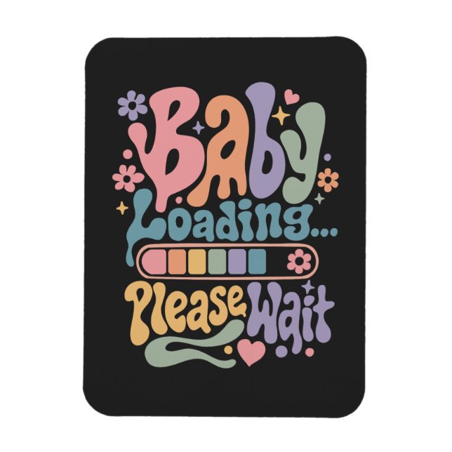 Retro Groovy Baby Laddar Vänligen Vänta Maternity Magnet (Vertikal)