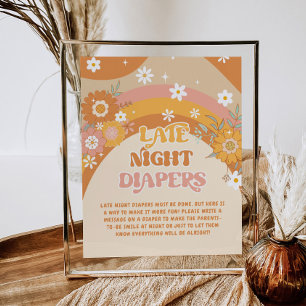 Retro groovy baby Late night Diaper match Poster