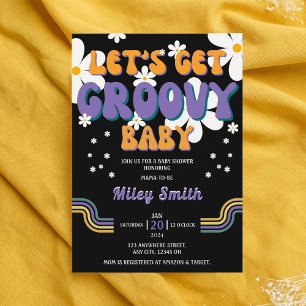 Retro Groovy Baby Shower 70:s 80:e flicka Hippie I Inbjudningar