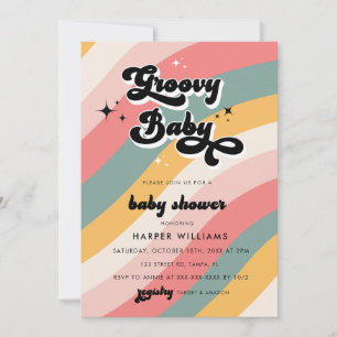 Retro Groovy Baby Shower Inbjudningar
